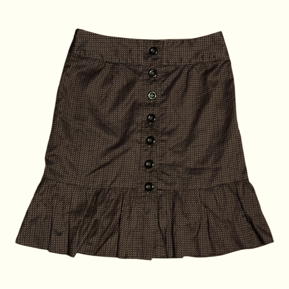 Odille size 4 ruffle mini skirt anthropologie brown academia preppy collegiate